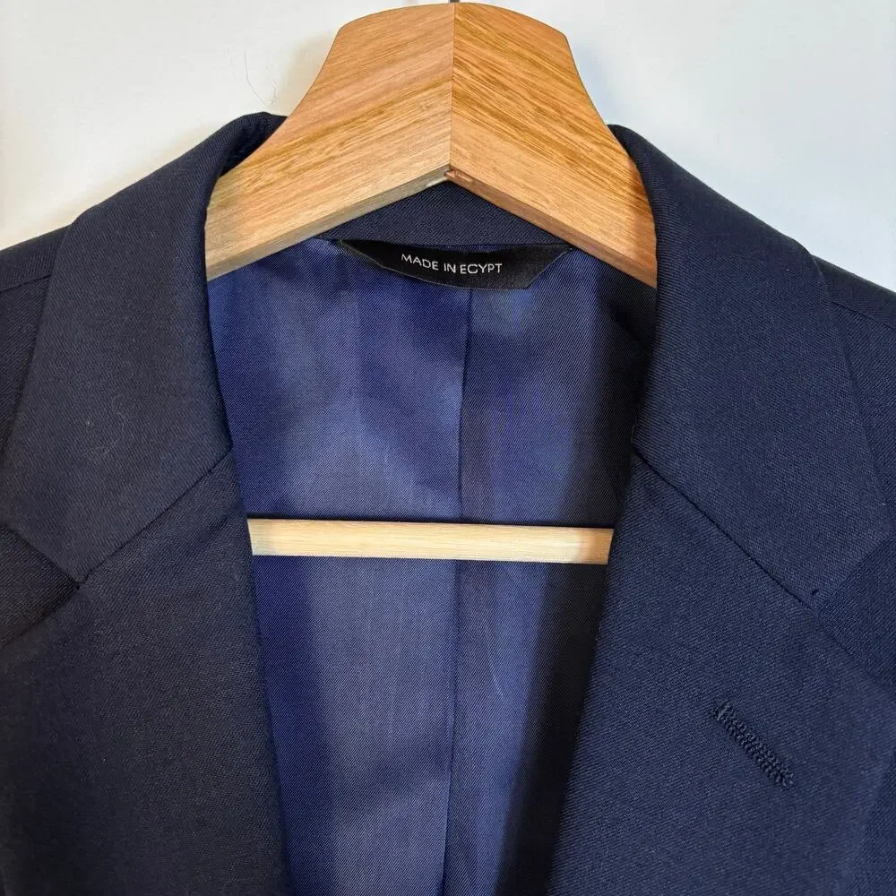 Banana Republic Mens Tailored Fit Blazer Size 38S Wool Navy Blue Career Preppy